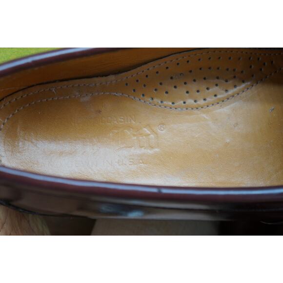 Barrie Ltd Genuine Moccasin Hand Sewn Men Burgundy Leather Loafer Shoes 9D main image 5